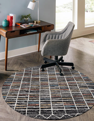 Multicolor 7' x 7' Aramis Round Area Rug Polypropylene With Cotton Backing Easy Clean Living Room Bedroom Dining Office Carpet for Sale at Rug Engine
