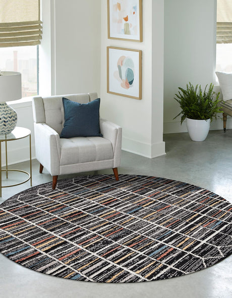 Multicolor 3' 3 x 3' 3 Aramis Round Area Rug Polypropylene With Cotton Backing Easy Clean Living Room Bedroom Dining Office Carpet for Sale at Rug Engine