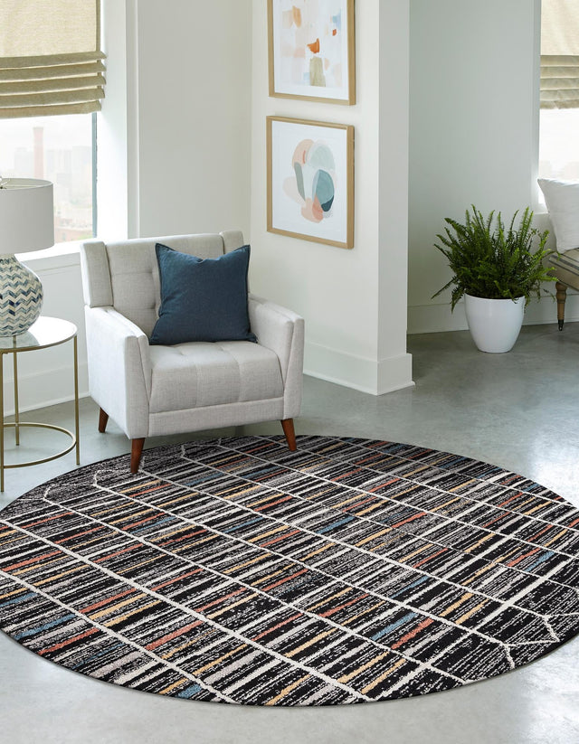 Multicolor 7' x 7' Aramis Round Area Rug Polypropylene With Cotton Backing Easy Clean Living Room Bedroom Dining Office Carpet for Sale at Rug Engine