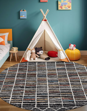 Multicolor 5' 3 x 5' 3 Aramis Round Area Rug Polypropylene With Cotton Backing Easy Clean Living Room Bedroom Dining Office Carpet for Sale at Rug Engine