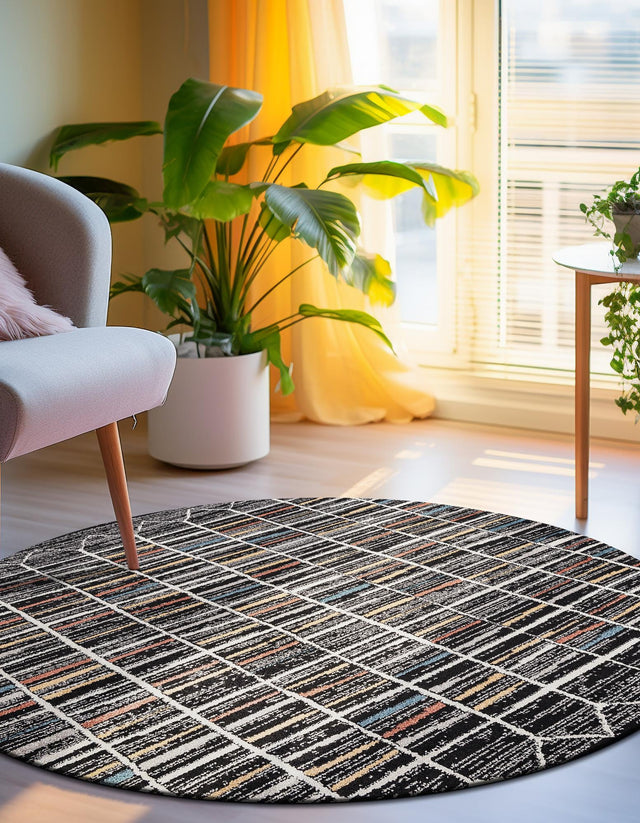 Multicolor 3' 3 x 3' 3 Aramis Round Area Rug Polypropylene With Cotton Backing Easy Clean Living Room Bedroom Dining Office Carpet for Sale at Rug Engine