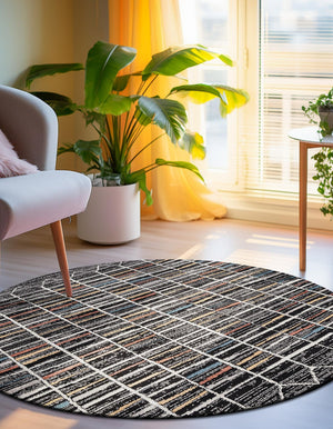 Multicolor 5' 3 x 5' 3 Aramis Round Area Rug Polypropylene With Cotton Backing Easy Clean Living Room Bedroom Dining Office Carpet for Sale at Rug Engine