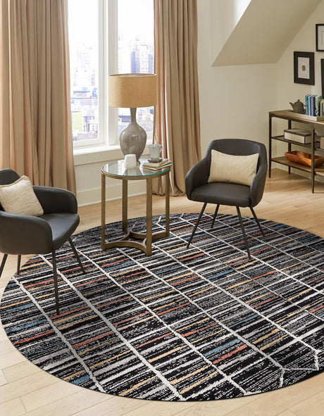 Multicolor 5' 3 x 5' 3 Aramis Round Area Rug Polypropylene With Cotton Backing Easy Clean Living Room Bedroom Dining Office Carpet for Sale at Rug Engine