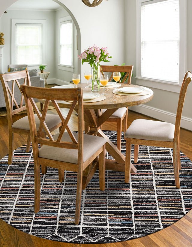 Multicolor 5' 3 x 5' 3 Aramis Round Area Rug Polypropylene With Cotton Backing Easy Clean Living Room Bedroom Dining Office Carpet for Sale at Rug Engine