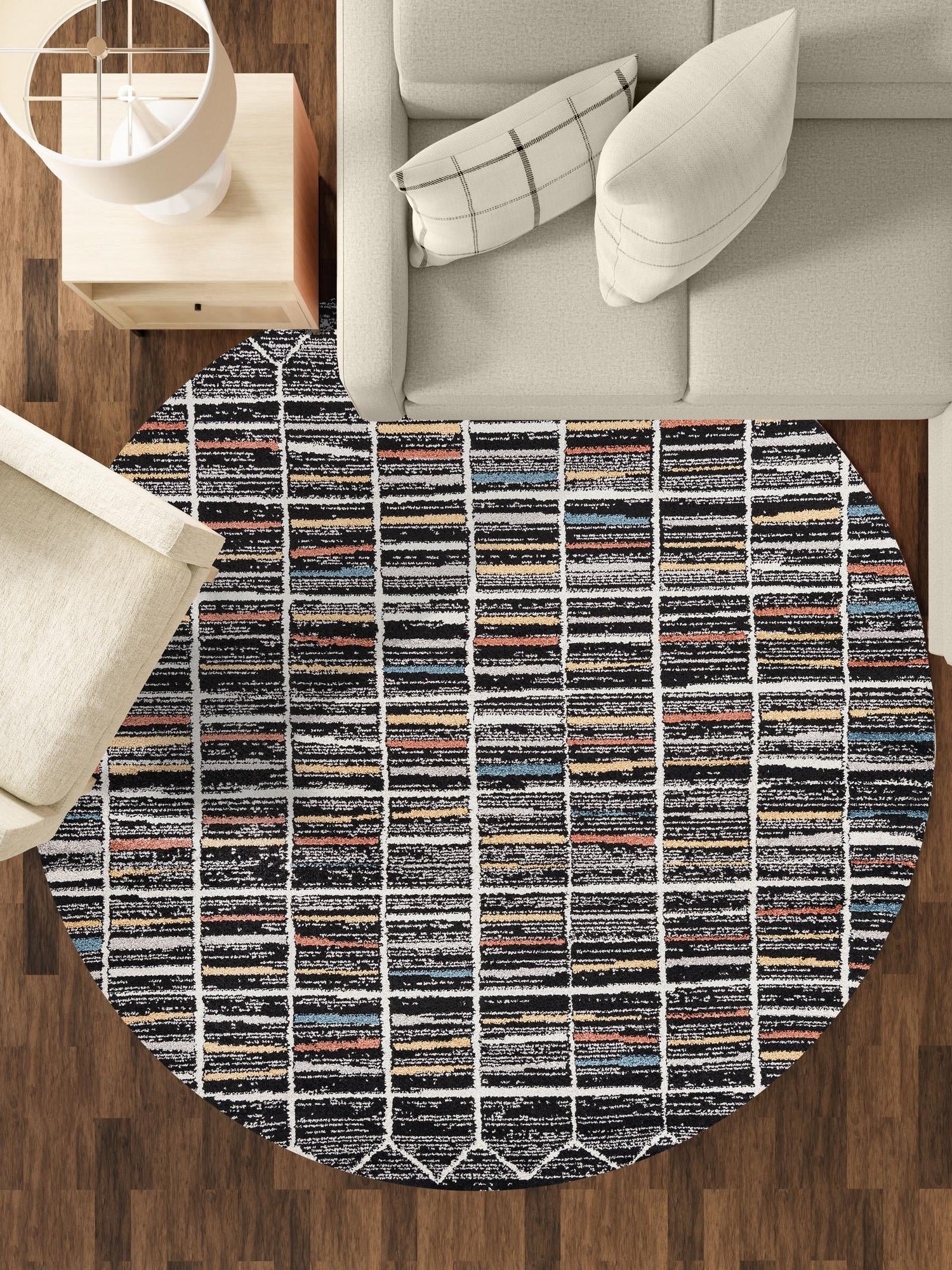 Multicolor 3' 3 x 3' 3 Aramis Round Area Rug Polypropylene With Cotton Backing Easy Clean Living Room Bedroom Dining Office Carpet for Sale at Rug Engine