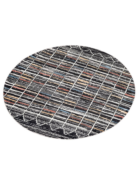 Multicolor 5' 3 x 5' 3 Aramis Round Area Rug Polypropylene With Cotton Backing Easy Clean Living Room Bedroom Dining Office Carpet for Sale at Rug Engine