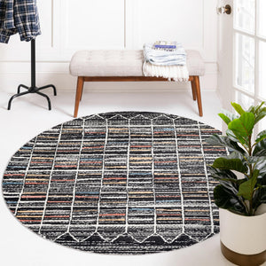 Multicolor 3' 3 x 3' 3 Aramis Round Area Rug Polypropylene With Cotton Backing Easy Clean Living Room Bedroom Dining Office Carpet for Sale at Rug Engine
