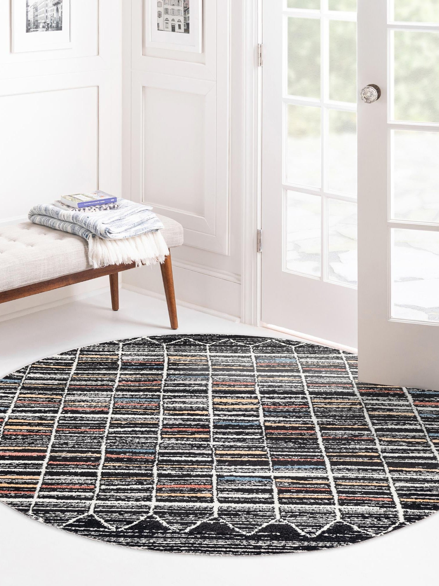 Multicolor 3' 3 x 3' 3 Aramis Round Area Rug Polypropylene With Cotton Backing Easy Clean Living Room Bedroom Dining Office Carpet for Sale at Rug Engine