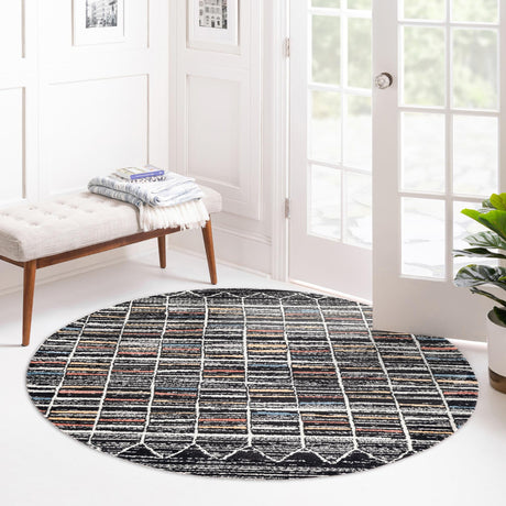 Multicolor 3' 3 x 3' 3 Aramis Round Area Rug Polypropylene With Cotton Backing Easy Clean Living Room Bedroom Dining Office Carpet for Sale at Rug Engine
