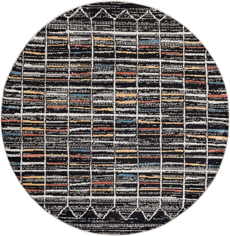 Multicolor 5' 3 x 5' 3 Aramis Round Area Rug Polypropylene With Cotton Backing Easy Clean Living Room Bedroom Dining Office Carpet for Sale at Rug Engine