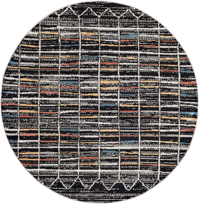 Multicolor 5' 3 x 5' 3 Aramis Round Area Rug Polypropylene With Cotton Backing Easy Clean Living Room Bedroom Dining Office Carpet for Sale at Rug Engine