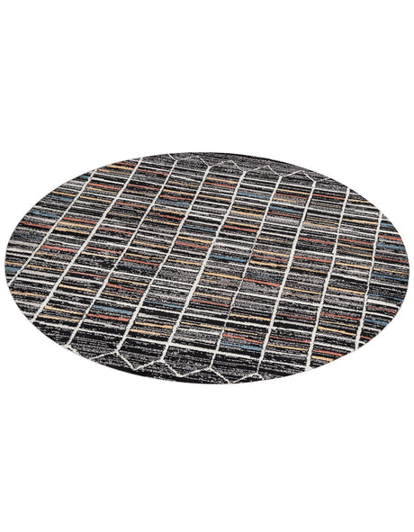 Multicolor 7' x 7' Aramis Round Area Rug Polypropylene With Cotton Backing Easy Clean Living Room Bedroom Dining Office Carpet for Sale at Rug Engine