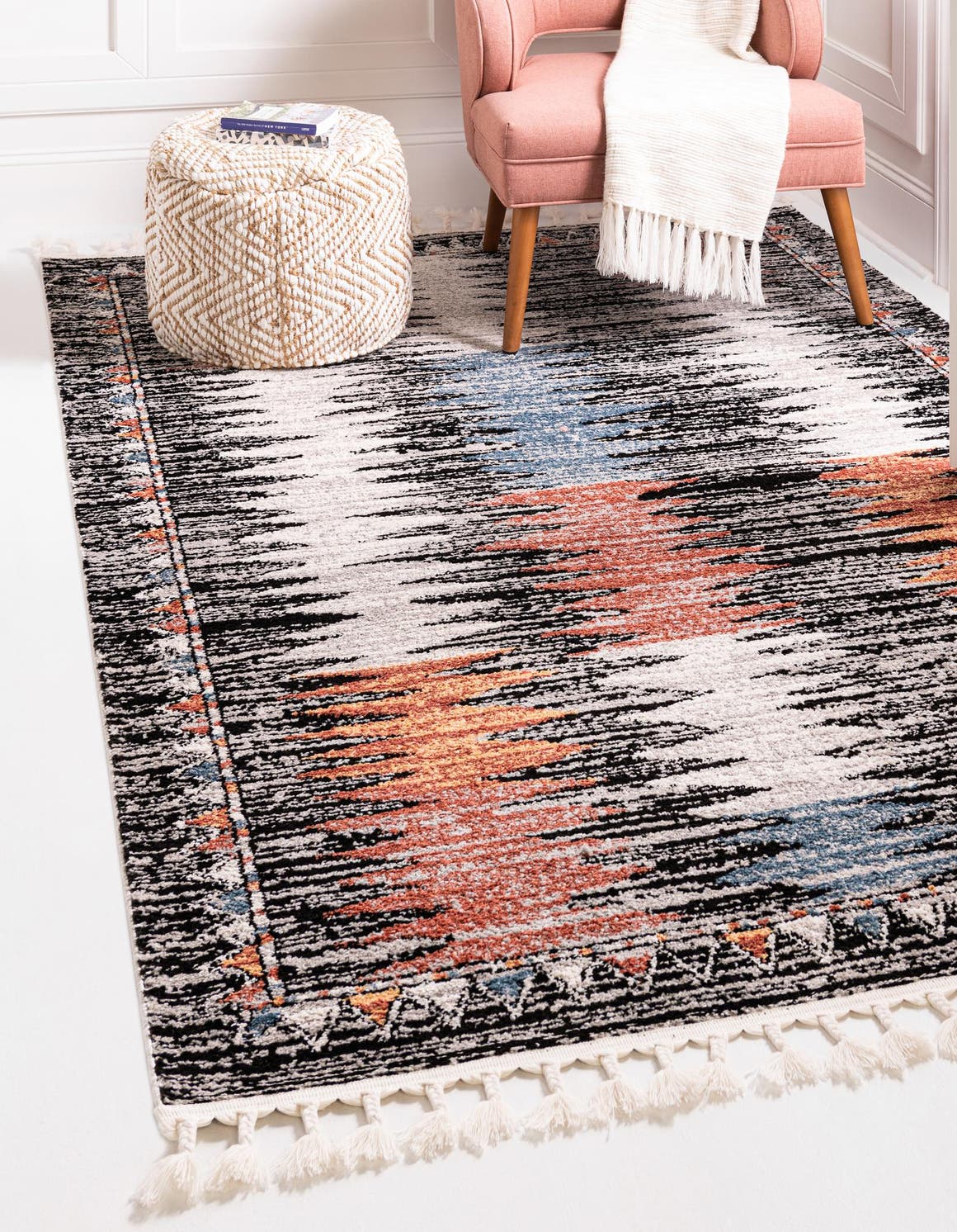 Multicolor 5' 3 x 8' Aramis Rectangle Area Rug Polypropylene With Cotton Backing Easy Clean Living Room Bedroom Dining Office Carpet for Sale at Rug Engine