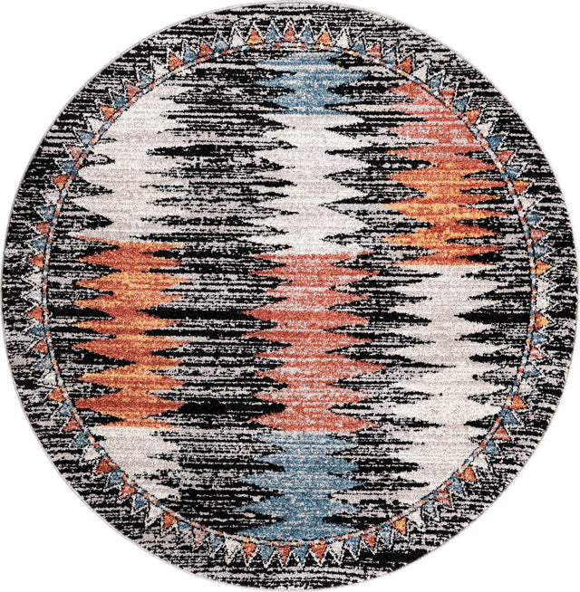 Multicolor 5' 3 x 5' 3 Aramis Round Area Rug Polypropylene With Cotton Backing Easy Clean Living Room Bedroom Dining Office Carpet for Sale at Rug Engine