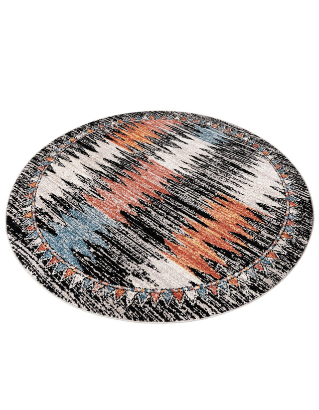 Multicolor 5' 3 x 5' 3 Aramis Round Area Rug Polypropylene With Cotton Backing Easy Clean Living Room Bedroom Dining Office Carpet for Sale at Rug Engine