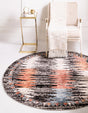 Multicolor 7' x 7' Aramis Round Area Rug Polypropylene With Cotton Backing Easy Clean Living Room Bedroom Dining Office Carpet for Sale at Rug Engine