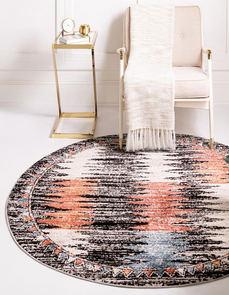 Multicolor 3' 3 x 3' 3 Aramis Round Area Rug Polypropylene With Cotton Backing Easy Clean Living Room Bedroom Dining Office Carpet for Sale at Rug Engine