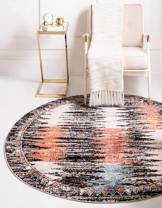 Multicolor 5' 3 x 5' 3 Aramis Round Area Rug Polypropylene With Cotton Backing Easy Clean Living Room Bedroom Dining Office Carpet for Sale at Rug Engine