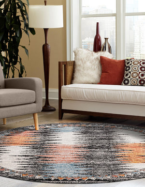 Multicolor 10' x 10' Aramis Round Area Rug Polypropylene With Cotton Backing Easy Clean Living Room Bedroom Dining Office Carpet for Sale at Rug Engine