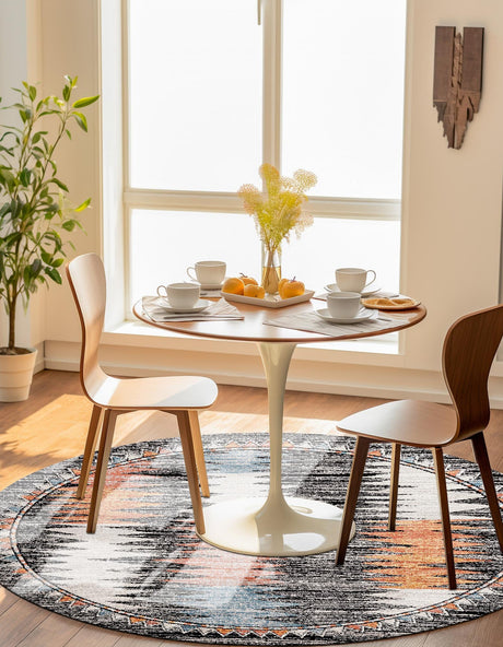 Multicolor 5' 3 x 5' 3 Aramis Round Area Rug Polypropylene With Cotton Backing Easy Clean Living Room Bedroom Dining Office Carpet for Sale at Rug Engine