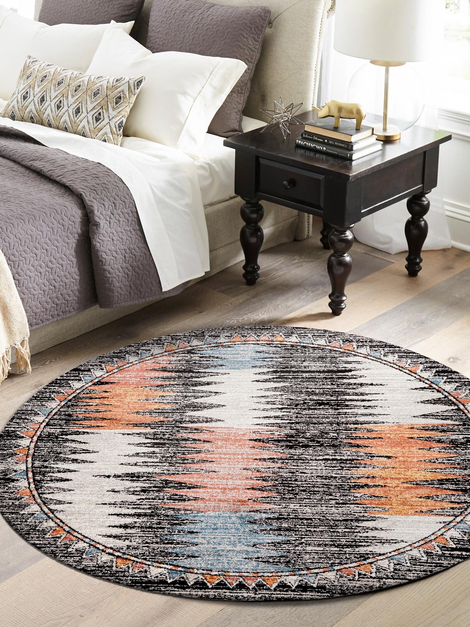 Multicolor 5' 3 x 5' 3 Aramis Round Area Rug Polypropylene With Cotton Backing Easy Clean Living Room Bedroom Dining Office Carpet for Sale at Rug Engine