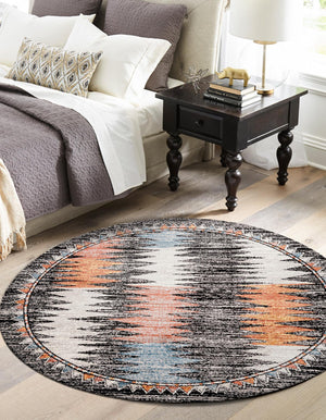 Multicolor 10' x 10' Aramis Round Area Rug Polypropylene With Cotton Backing Easy Clean Living Room Bedroom Dining Office Carpet for Sale at Rug Engine