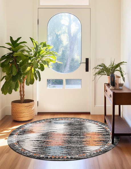 Multicolor 3' 3 x 3' 3 Aramis Round Area Rug Polypropylene With Cotton Backing Easy Clean Living Room Bedroom Dining Office Carpet for Sale at Rug Engine