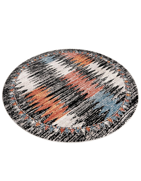 Multicolor 5' 3 x 5' 3 Aramis Round Area Rug Polypropylene With Cotton Backing Easy Clean Living Room Bedroom Dining Office Carpet for Sale at Rug Engine