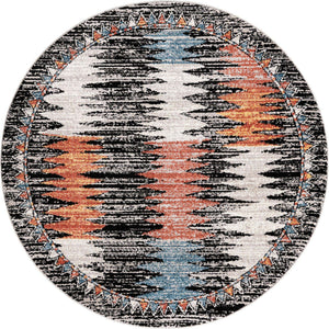 Multicolor 5' 3 x 5' 3 Aramis Round Area Rug Polypropylene With Cotton Backing Easy Clean Living Room Bedroom Dining Office Carpet for Sale at Rug Engine
