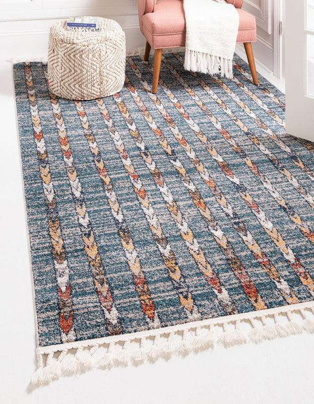 Blue 9' x 12' Aramis Rectangle Area Rug Polypropylene With Cotton Backing Easy Clean Living Room Bedroom Dining Office Carpet for Sale at Rug Engine