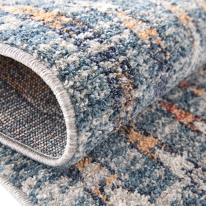Blue 5' 3 x 8' Aramis Rectangle Area Rug Polypropylene With Cotton Backing Easy Clean Living Room Bedroom Dining Office Carpet for Sale at Rug Engine