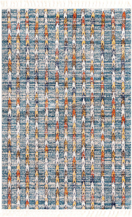 Blue 5' 3 x 8' Aramis Rectangle Area Rug Polypropylene With Cotton Backing Easy Clean Living Room Bedroom Dining Office Carpet for Sale at Rug Engine