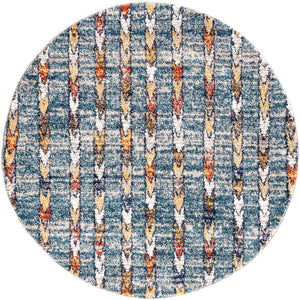 Blue 3' 3 x 3' 3 Aramis Round Area Rug Polypropylene With Cotton Backing Easy Clean Living Room Bedroom Dining Office Carpet for Sale at Rug Engine