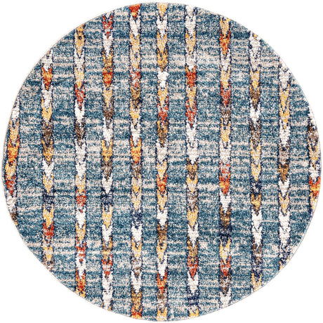 Blue 3' 3 x 3' 3 Aramis Round Area Rug Polypropylene With Cotton Backing Easy Clean Living Room Bedroom Dining Office Carpet for Sale at Rug Engine