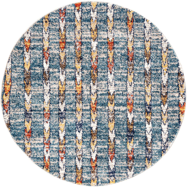 Blue 3' 3 x 3' 3 Aramis Round Area Rug Polypropylene With Cotton Backing Easy Clean Living Room Bedroom Dining Office Carpet for Sale at Rug Engine