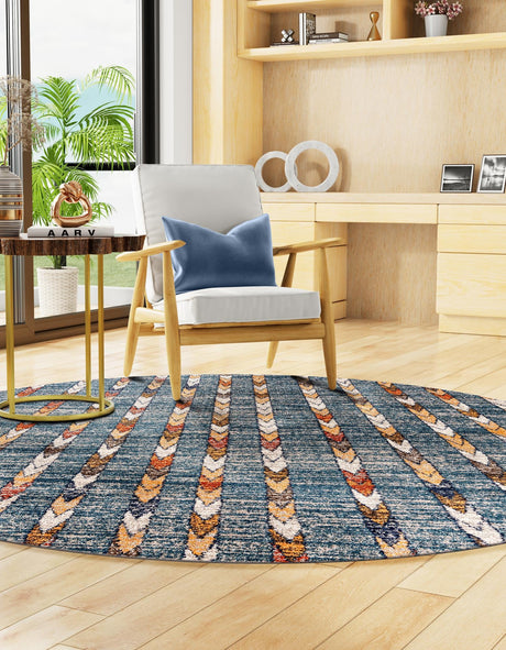 Blue 10' x 10' Aramis Round Area Rug Polypropylene With Cotton Backing Easy Clean Living Room Bedroom Dining Office Carpet for Sale at Rug Engine