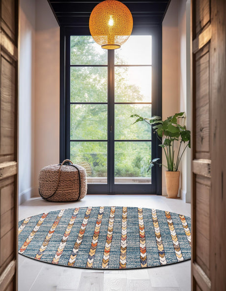 Blue 10' x 10' Aramis Round Area Rug Polypropylene With Cotton Backing Easy Clean Living Room Bedroom Dining Office Carpet for Sale at Rug Engine