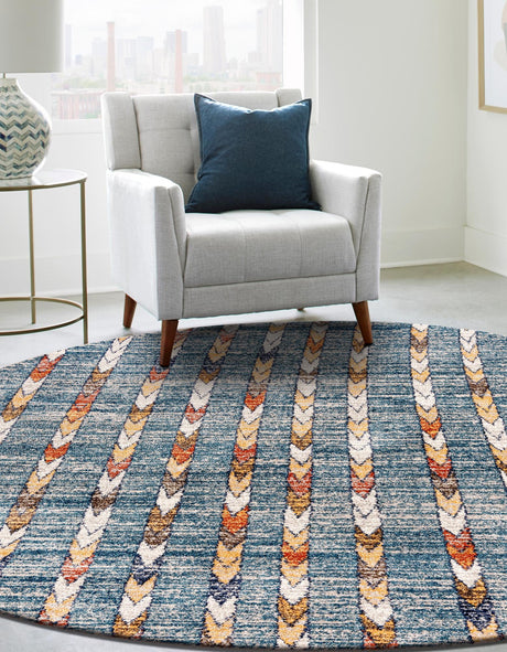 Blue 10' x 10' Aramis Round Area Rug Polypropylene With Cotton Backing Easy Clean Living Room Bedroom Dining Office Carpet for Sale at Rug Engine