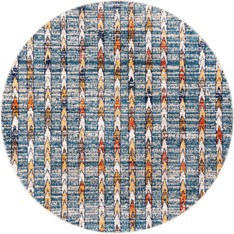 Blue 5' 3 x 5' 3 Aramis Round Area Rug Polypropylene With Cotton Backing Easy Clean Living Room Bedroom Dining Office Carpet for Sale at Rug Engine