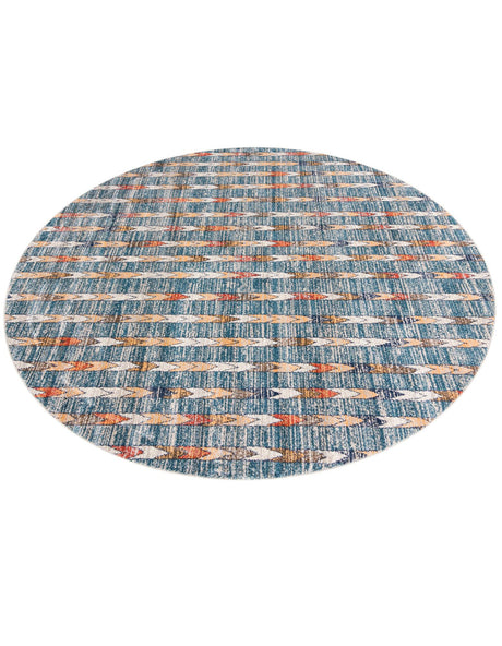 Blue 10' x 10' Aramis Round Area Rug Polypropylene With Cotton Backing Easy Clean Living Room Bedroom Dining Office Carpet for Sale at Rug Engine