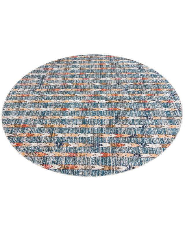 Blue 10' x 10' Aramis Round Area Rug Polypropylene With Cotton Backing Easy Clean Living Room Bedroom Dining Office Carpet for Sale at Rug Engine