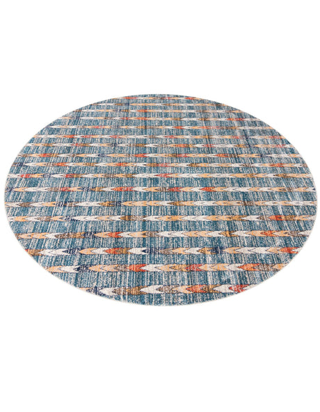 Blue 10' x 10' Aramis Round Area Rug Polypropylene With Cotton Backing Easy Clean Living Room Bedroom Dining Office Carpet for Sale at Rug Engine