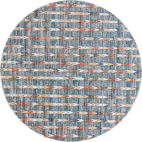 Blue 10' x 10' Aramis Round Area Rug Polypropylene With Cotton Backing Easy Clean Living Room Bedroom Dining Office Carpet for Sale at Rug Engine