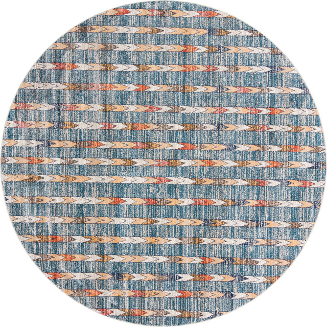 Blue 10' x 10' Aramis Round Area Rug Polypropylene With Cotton Backing Easy Clean Living Room Bedroom Dining Office Carpet for Sale at Rug Engine