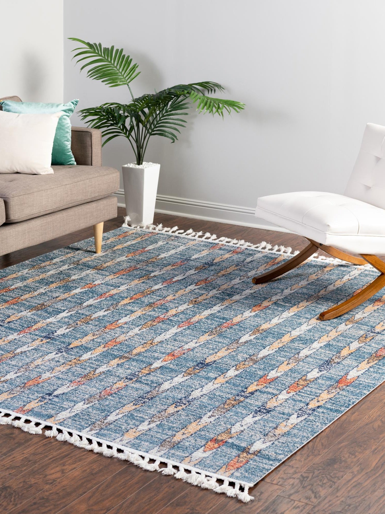 Blue 7' 10 x 7' 10 Aramis Square Area Rug Polypropylene With Cotton Backing Easy Clean Living Room Bedroom Dining Office Carpet for Sale at Rug Engine