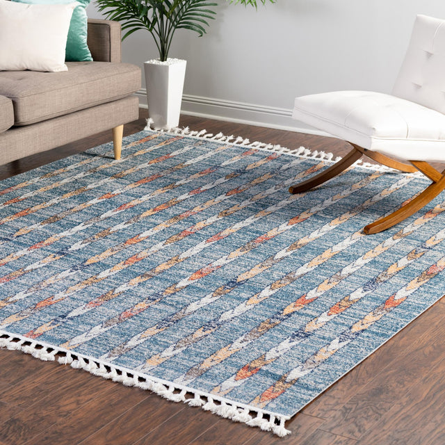 Blue 12' x 12' Aramis Square Area Rug Polypropylene With Cotton Backing Easy Clean Living Room Bedroom Dining Office Carpet for Sale at Rug Engine