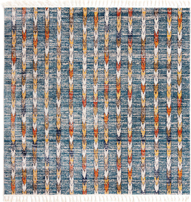 Blue 7' 10 x 7' 10 Aramis Square Area Rug Polypropylene With Cotton Backing Easy Clean Living Room Bedroom Dining Office Carpet for Sale at Rug Engine