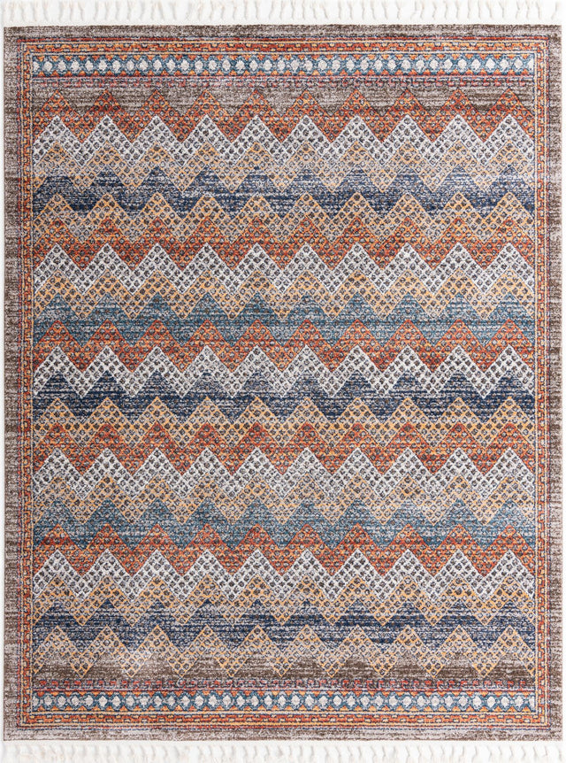 Multicolor 8' x 10' Aramis Rectangle Area Rug Polypropylene With Cotton Backing Easy Clean Living Room Bedroom Dining Office Carpet for Sale at Rug Engine