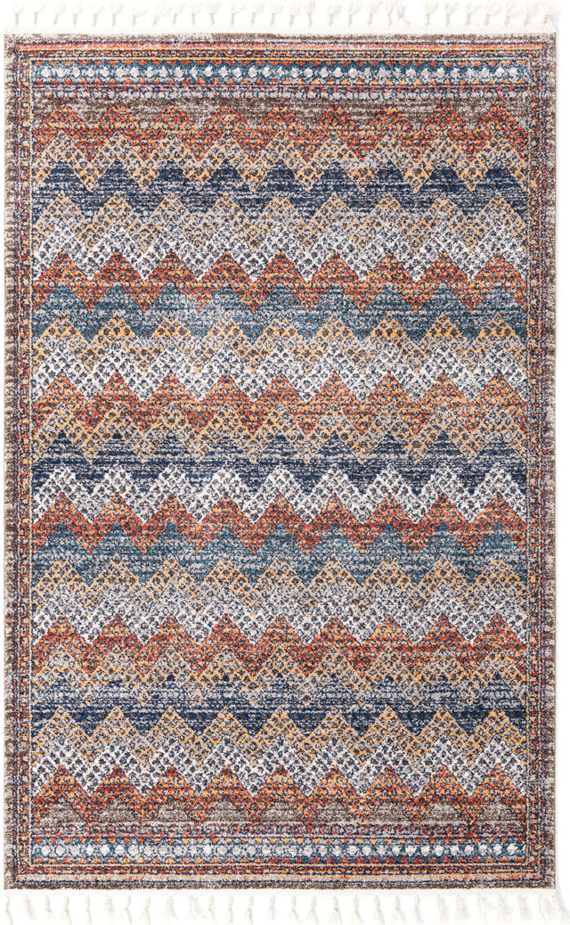 Multicolor 5' 3 x 8' Aramis Rectangle Area Rug Polypropylene With Cotton Backing Easy Clean Living Room Bedroom Dining Office Carpet for Sale at Rug Engine