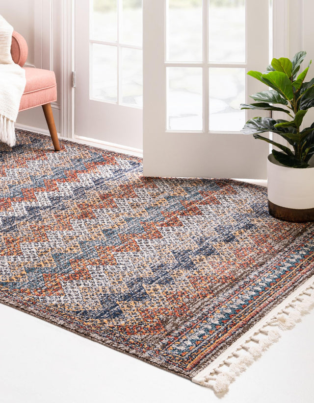 Multicolor 5' 3 x 8' Aramis Rectangle Area Rug Polypropylene With Cotton Backing Easy Clean Living Room Bedroom Dining Office Carpet for Sale at Rug Engine